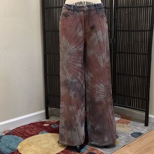 We The Free Brown Tie-Dye Flare Jeans